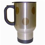 Polka Dots - Pearl Brown on White Travel Mug (Silver Gray)