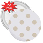 Polka Dots - Pearl Brown on White 3  Button (100 pack)