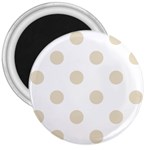 Polka Dots - Pearl Brown on White 3  Magnet