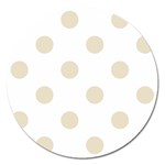 Polka Dots - Pearl Brown on White Magnet 5  (Round)