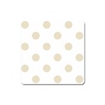 Polka Dots - Pearl Brown on White Magnet (Square)