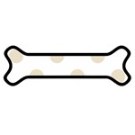 Polka Dots - Pearl Brown on White Magnet (Dog Bone)
