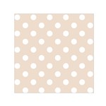Polka Dots - White on Almond Brown Small Satin Scarf  (Square)