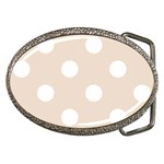 Polka Dots - White on Almond Brown Belt Buckle