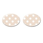 Polka Dots - White on Almond Brown Cufflinks (Oval)