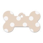 Polka Dots - White on Almond Brown Dog Tag Bone (One Side)