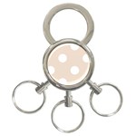 Polka Dots - White on Almond Brown 3-Ring Key Chain