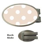 Polka Dots - White on Almond Brown Money Clip (Oval)