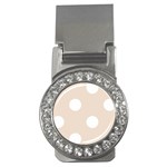 Polka Dots - White on Almond Brown Money Clip (CZ)