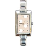 Polka Dots - White on Almond Brown Rectangle Italian Charm Watch