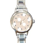 Polka Dots - White on Almond Brown Round Italian Charm Watch