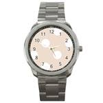 Polka Dots - White on Almond Brown Sport Metal Watch
