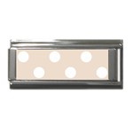 Polka Dots - White on Almond Brown Superlink Italian Charm (9mm)