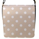 Polka Dots - White on Almond Brown Flap Closure Messenger Bag (S)