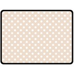 Polka Dots - White on Almond Brown Fleece Blanket (Large) (One Side)