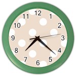 Polka Dots - White on Almond Brown Color Wall Clock
