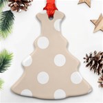 Polka Dots - White on Almond Brown Christmas Tree Ornament (Two Sides)
