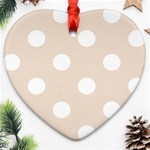 Polka Dots - White on Almond Brown Ornament (Heart)