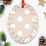 Polka Dots - White on Almond Brown Oval Filigree Ornament (Two Sides)