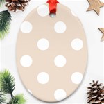 Polka Dots - White on Almond Brown Ornament (Oval)