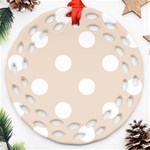 Polka Dots - White on Almond Brown Ornament (Round Filigree)