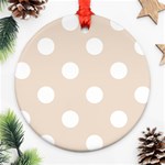 Polka Dots - White on Almond Brown Ornament (Round)