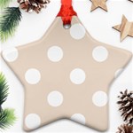 Polka Dots - White on Almond Brown Star Ornament (Two Sides)