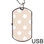 Polka Dots - White on Almond Brown Dog Tag USB Flash (Two Sides)