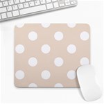 Polka Dots - White on Almond Brown Large Mousepad