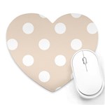 Polka Dots - White on Almond Brown Heart Mousepad
