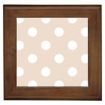 Polka Dots - White on Almond Brown Framed Tile