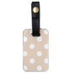 Polka Dots - White on Almond Brown Luggage Tag (One Side)