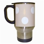 Polka Dots - White on Almond Brown Travel Mug (White)
