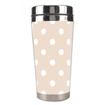 Polka Dots - White on Almond Brown Stainless Steel Travel Tumbler