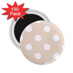 Polka Dots - White on Almond Brown 2.25  Magnet (100 pack)
