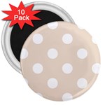 Polka Dots - White on Almond Brown 3  Magnet (10 pack)