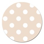 Polka Dots - White on Almond Brown Magnet 5  (Round)