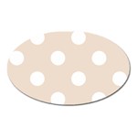 Polka Dots - White on Almond Brown Magnet (Oval)