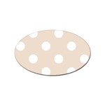 Polka Dots - White on Almond Brown Sticker Oval (10 pack)