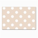 Polka Dots - White on Almond Brown Postcard 4 x 6  (Pkg of 10)