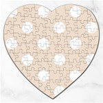 Polka Dots - White on Almond Brown Jigsaw Puzzle (Heart)