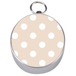Polka Dots - White on Almond Brown Silver Compass