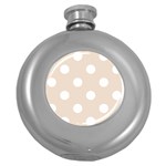 Polka Dots - White on Almond Brown Hip Flask (5 oz)