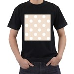Polka Dots - White on Almond Brown Men s T-Shirt (Black)