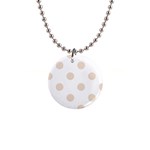 Polka Dots - Almond Brown on White 1  Button Necklace