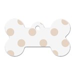Polka Dots - Almond Brown on White Dog Tag Bone (Two Sides)