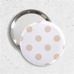 Polka Dots - Almond Brown on White 2.25  Handbag Mirror