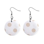 Polka Dots - Almond Brown on White 1  Button Earrings