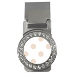 Polka Dots - Almond Brown on White Money Clip (CZ)