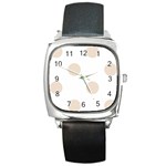 Polka Dots - Almond Brown on White Square Metal Watch